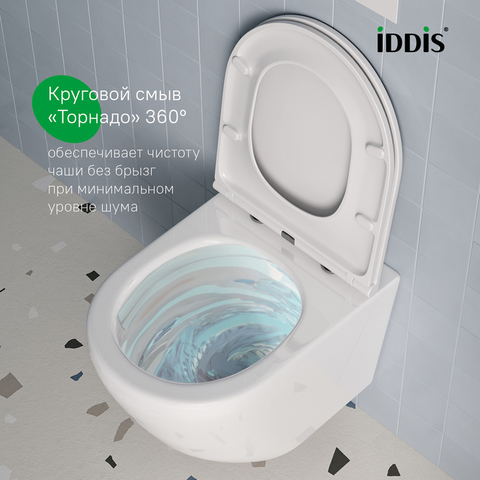 Унитаз подвесной Iddis Blanco Q, без ободка, сид. дюропласт, микролифт, EasyFix