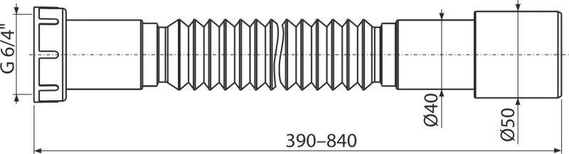 Гофра 1 1/2"*40/50 пласт. 400-850 мм A770 ALСAPLAST Alcadrain