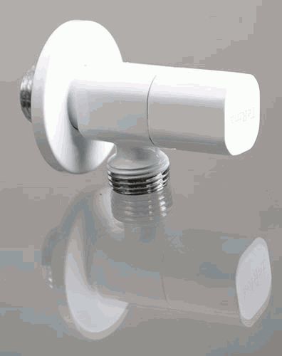 Кран угловой хромированный Terma 1/2" н/н керамический затвор (ручка квадратная White)