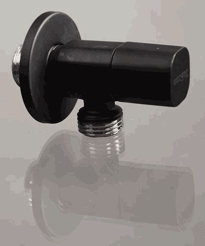 Кран угловой хромированный Terma 1/2" н/н керамический затвор (ручка квадратная Black)