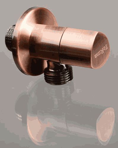 Кран угловой Terma 1/2" н/н керамический затвор (ручка треугольная Red bronze)
