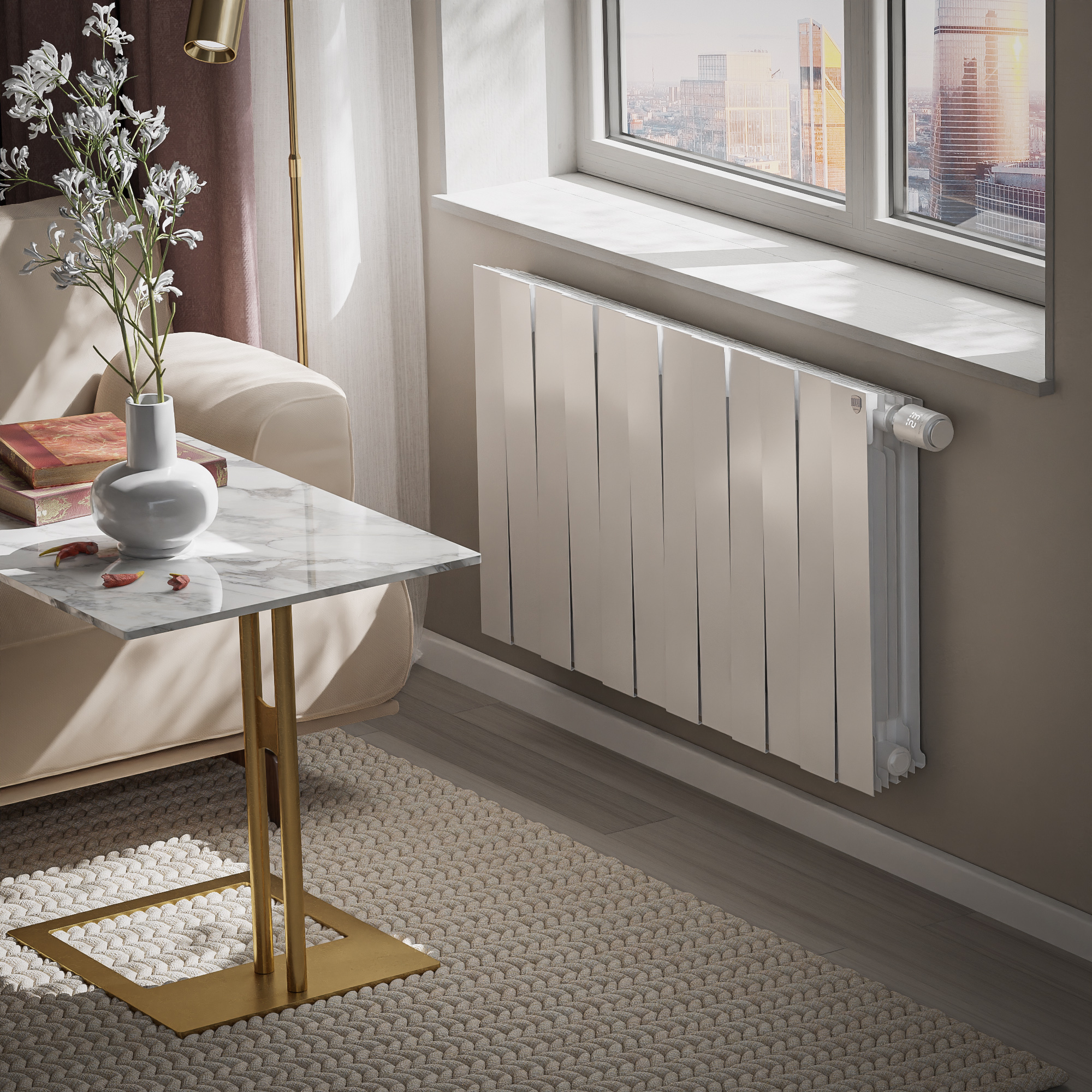 Дизайн-радиатор бимет. Royal Thermo PianoForte Белый VR 500 x 100 12 секц. (нижн. подкл.)