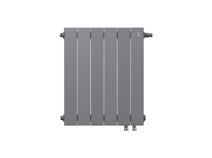 Дизайн-радиатор бимет. Royal Thermo PianoForte Серебристый VR 500 x 100 6 секц. (нижн. подкл.)