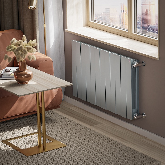 Дизайн-радиатор бимет. Royal Thermo PianoForte Серебристый 500 x 100- 12 секц.