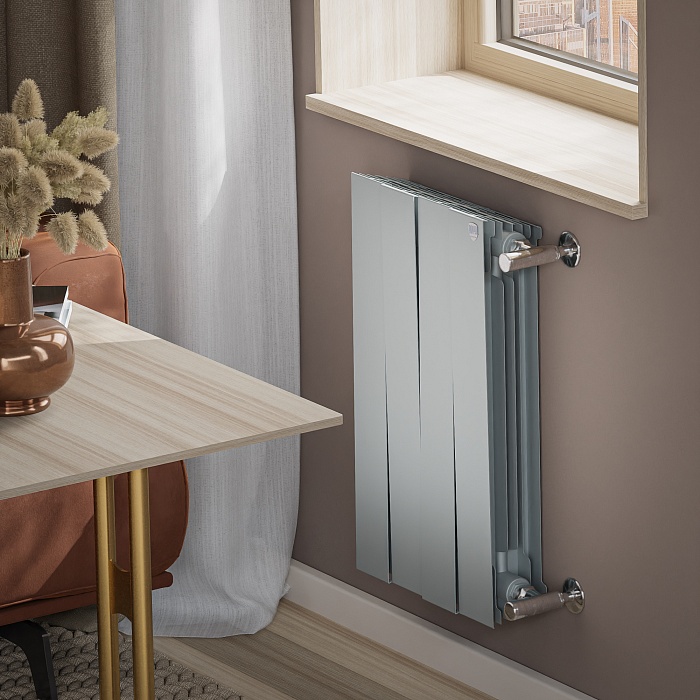 Дизайн-радиатор бимет. Royal Thermo PianoForte Серебристый 500 x 100 - 4 секц.