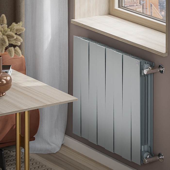 Дизайн-радиатор бимет. Royal Thermo PianoForte Серебристый 500 x 100 - 8 секц.