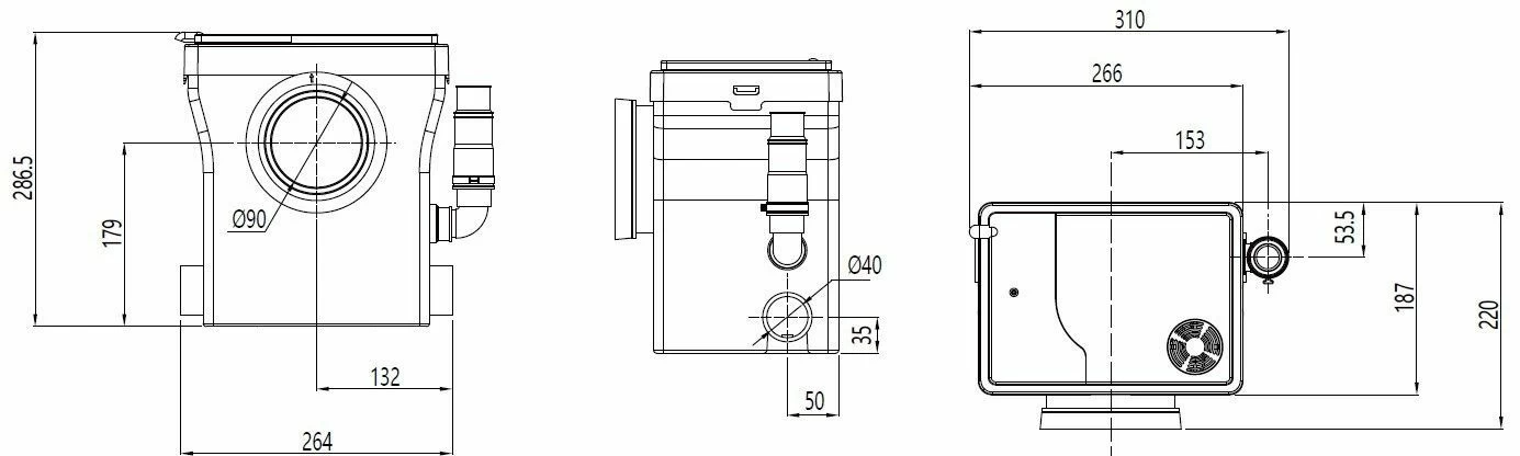 Канализационная насосная станция Unipump SANIVORT 405 M напор 8м (Compact)