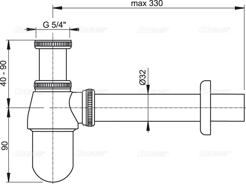 Сифон латунь 1.1/4*32 хром. A431 ALCAPLAST Alcadrain