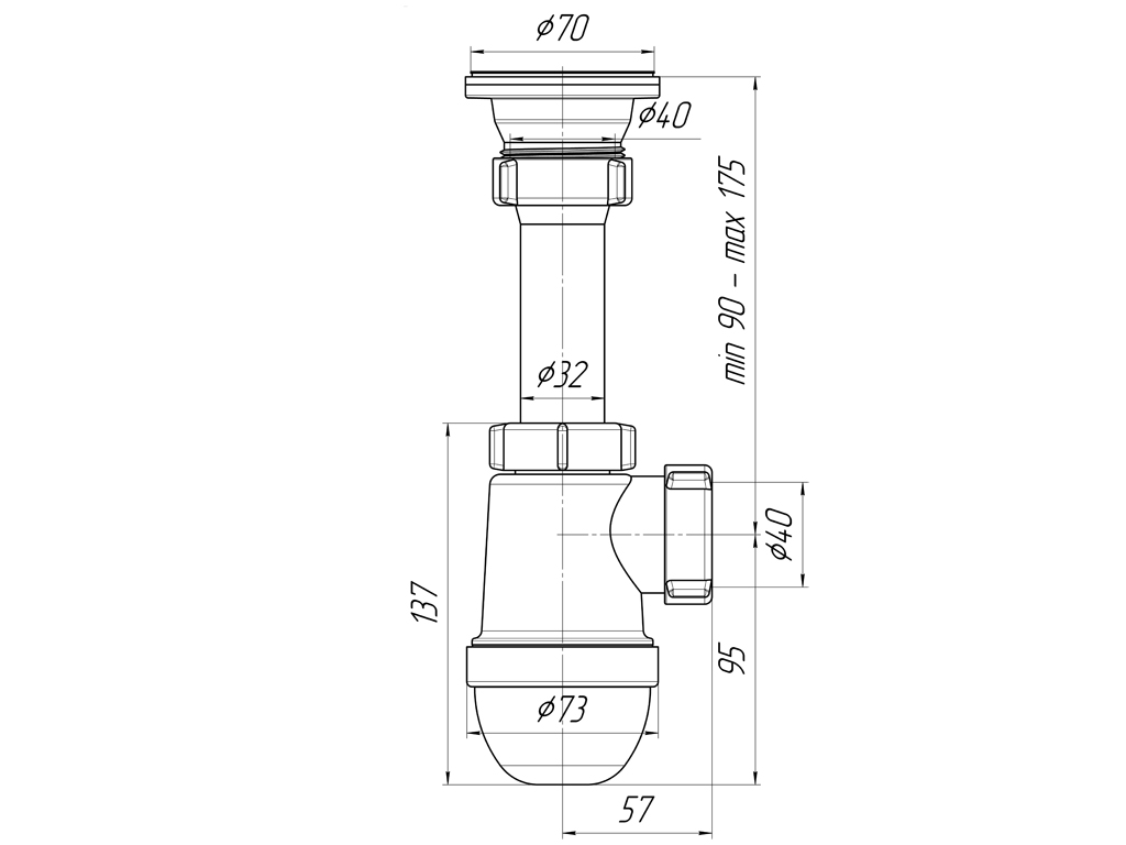 Сифон Ани 1 1/2"* 40 С0100