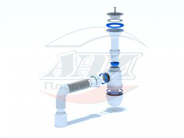 Сифон Ани 1 1/2"*40 с гибкой трубой 40*50