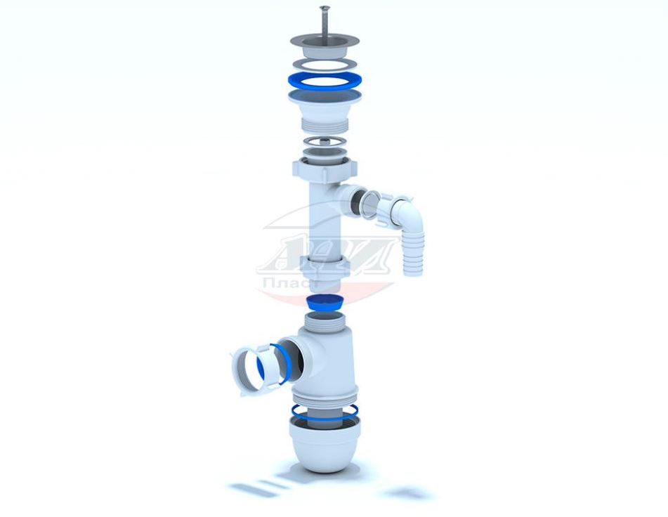 Сифон Ани 1 1/2"*40 с отводом с/м