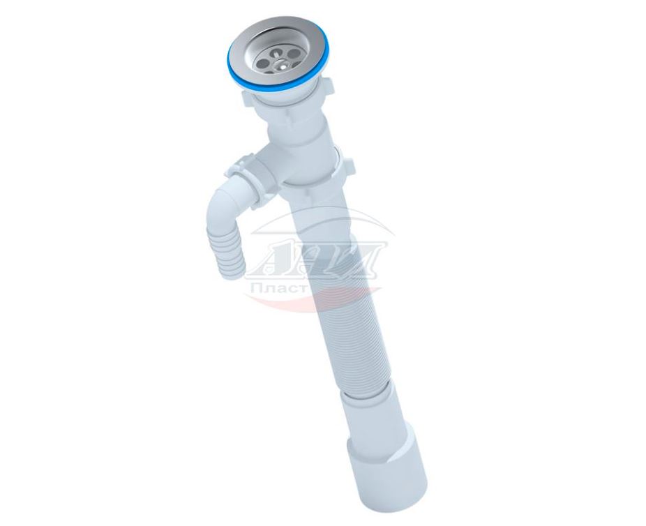 Cифон-гофра Ани 1 1/2"*40/50 с отводом для стир. маш. 800 мм